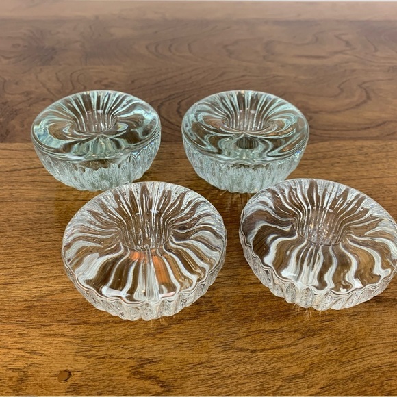Set Of 4 Tapio Wirkkala Iittala Crystal Candle Holders Finland Vtg Different Sz - Picture 2 of 12